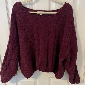 One the land brand maroon slouchy off the shoulder sweater size small